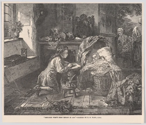 Benjamin West's First Effort in Art, from "Illustrated London News" by Edward Matthew Ward, print, 1849