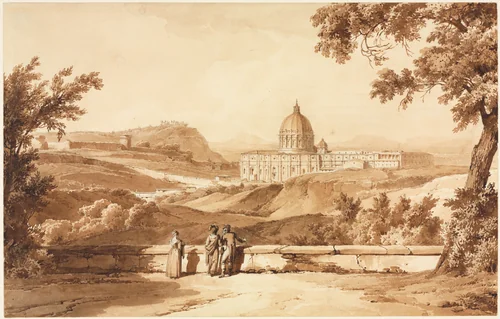 View of St. Peters, Rome by Achille Etna Michallon, drawing, 1812-1825