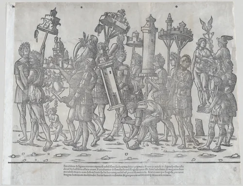 Statues of Venus and Mercury, from "The Triumph of Caesar" by Jacob, print, 1503-1530