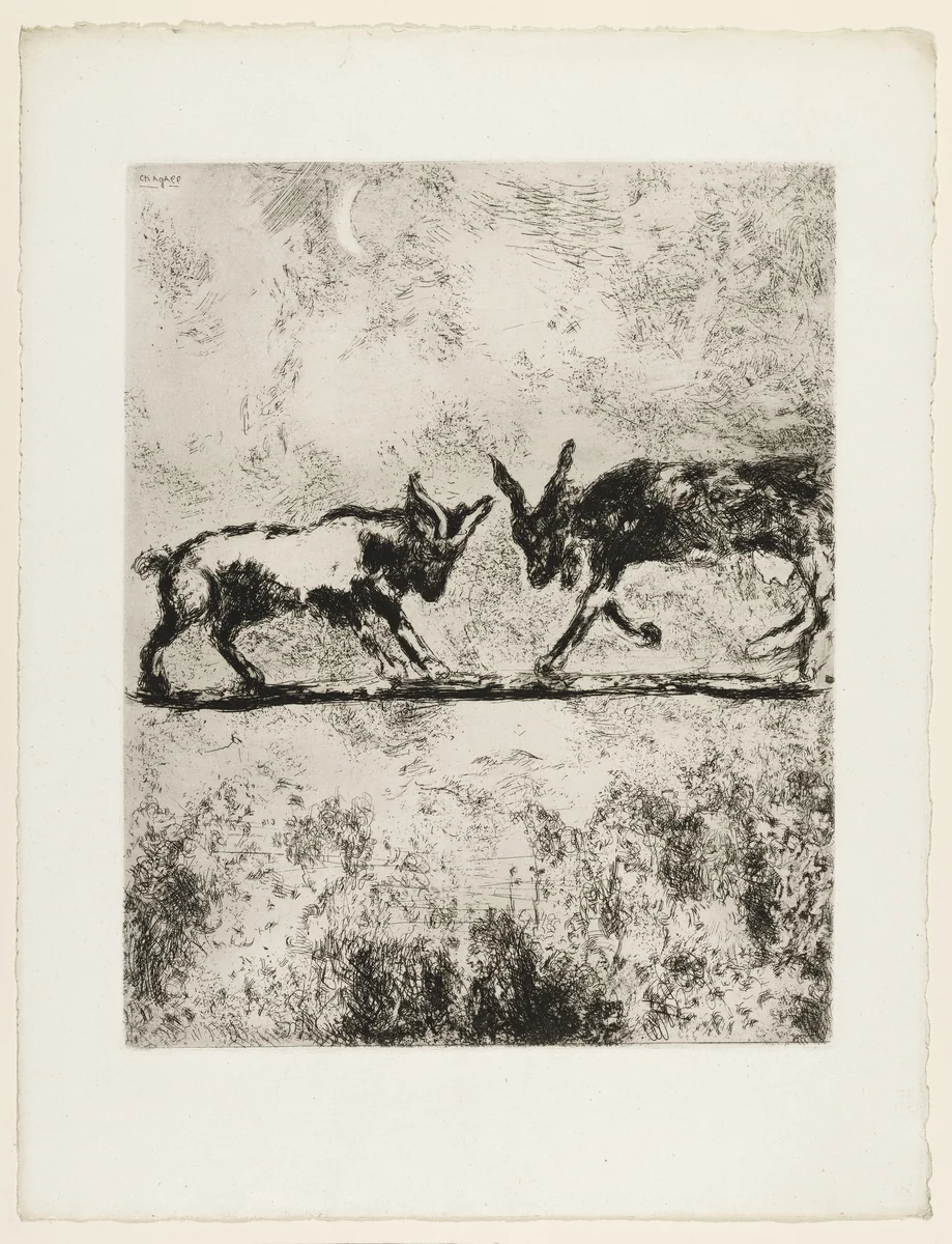 The Two Goats by Marc Chagall, print, 1927