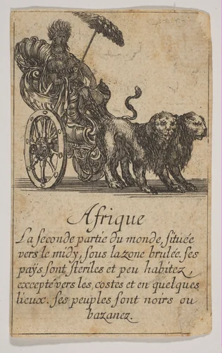 Afrique, from "Jeu de la Géographie" by Stefano della Bella, print, 1644