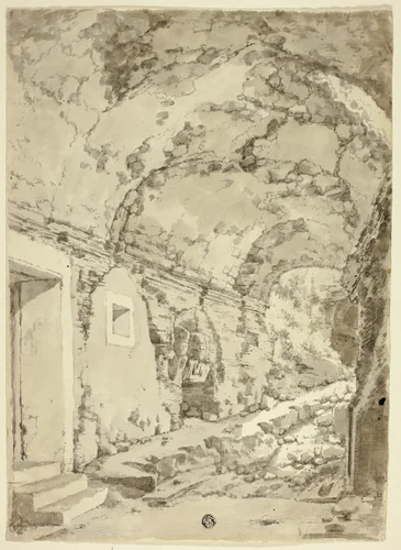 Ruined Vault by Hendrik Voogd, drawing, 1687-1714