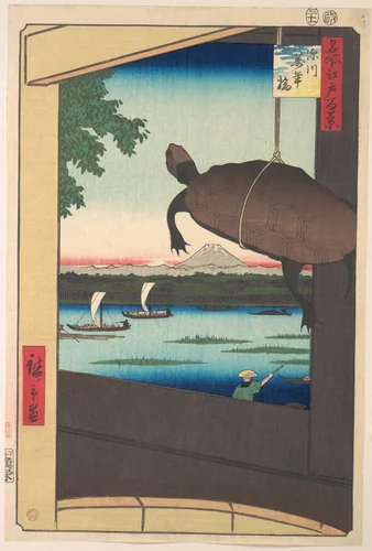 Mannen Bridge, Fukagawa by Utagawa Hiroshige (歌川広重), print, 1858