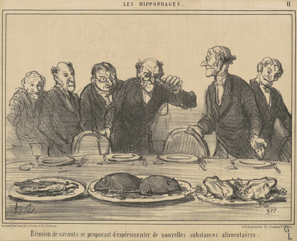Réunion de Savants se proposant... by Honoré Daumier, print, 1856