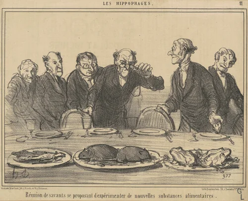 Réunion de Savants se proposant... by Honoré Daumier, print, 1856