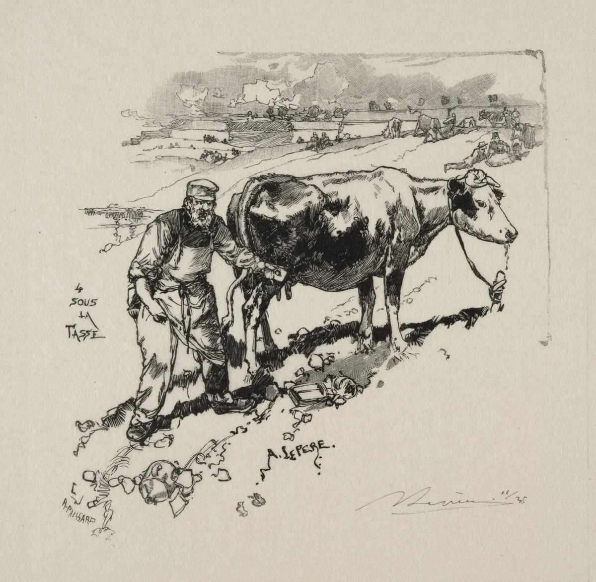 Le marchand de lait by Auguste Louis Lepère, print, 1870-1918