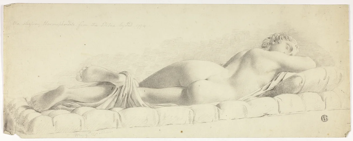 Ancient Statue of Sleeping Hermaphrodite by John Downman, drawing, 1774