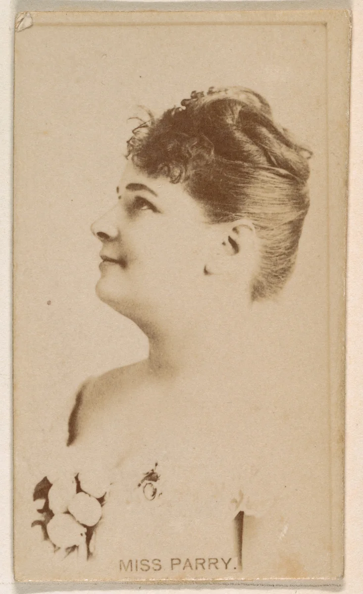 Miss Parry, from the Actresses series (N245) issued by Kinney Brothers to promote Sweet Caporal Cigarettes by Kinney Brothers Tobacco Company, photograph, 1890