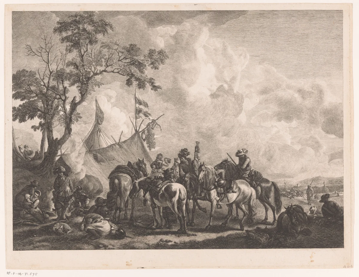 Soldatenkamp by Jean Moyreau, print, 1742