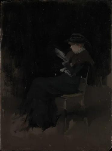 Arrangement in Black: Girl Reading by James McNeill Whistler, artwork, 1877-1890