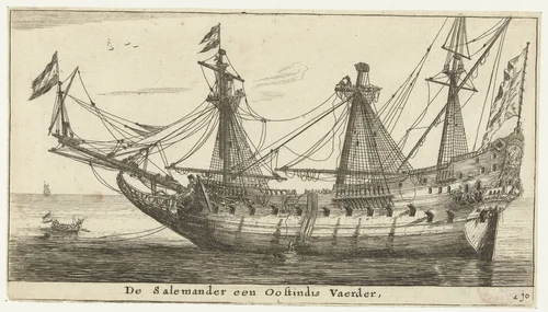 Het schip De Salamander by Reinier Nooms, print, 1652-1654