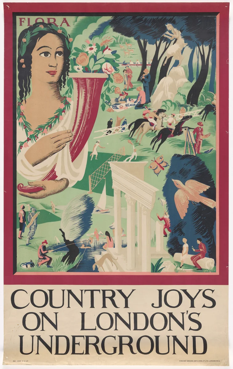 Country Joys on London's Underground (Poster for London Transport) by Mary Adshead, design, 1927