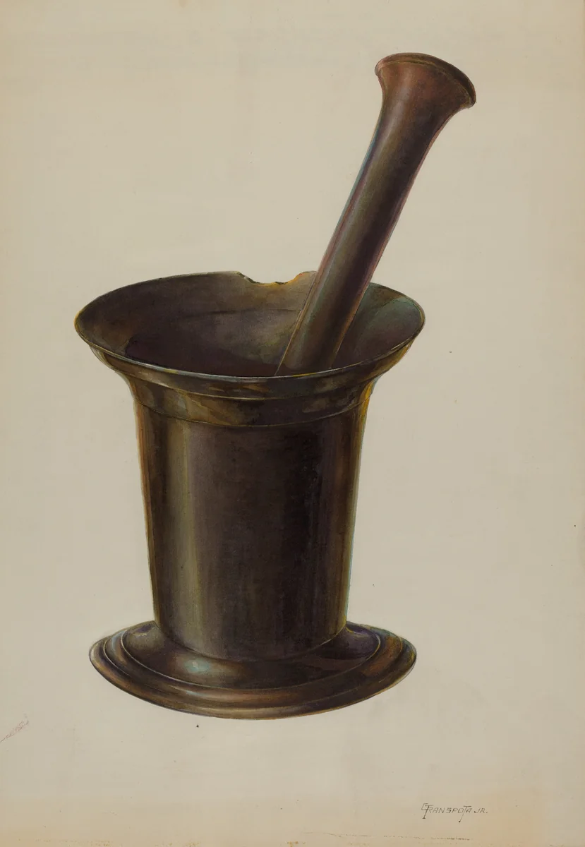 Mortar and Pestle by Gerald Transpota, index of american design, 1937