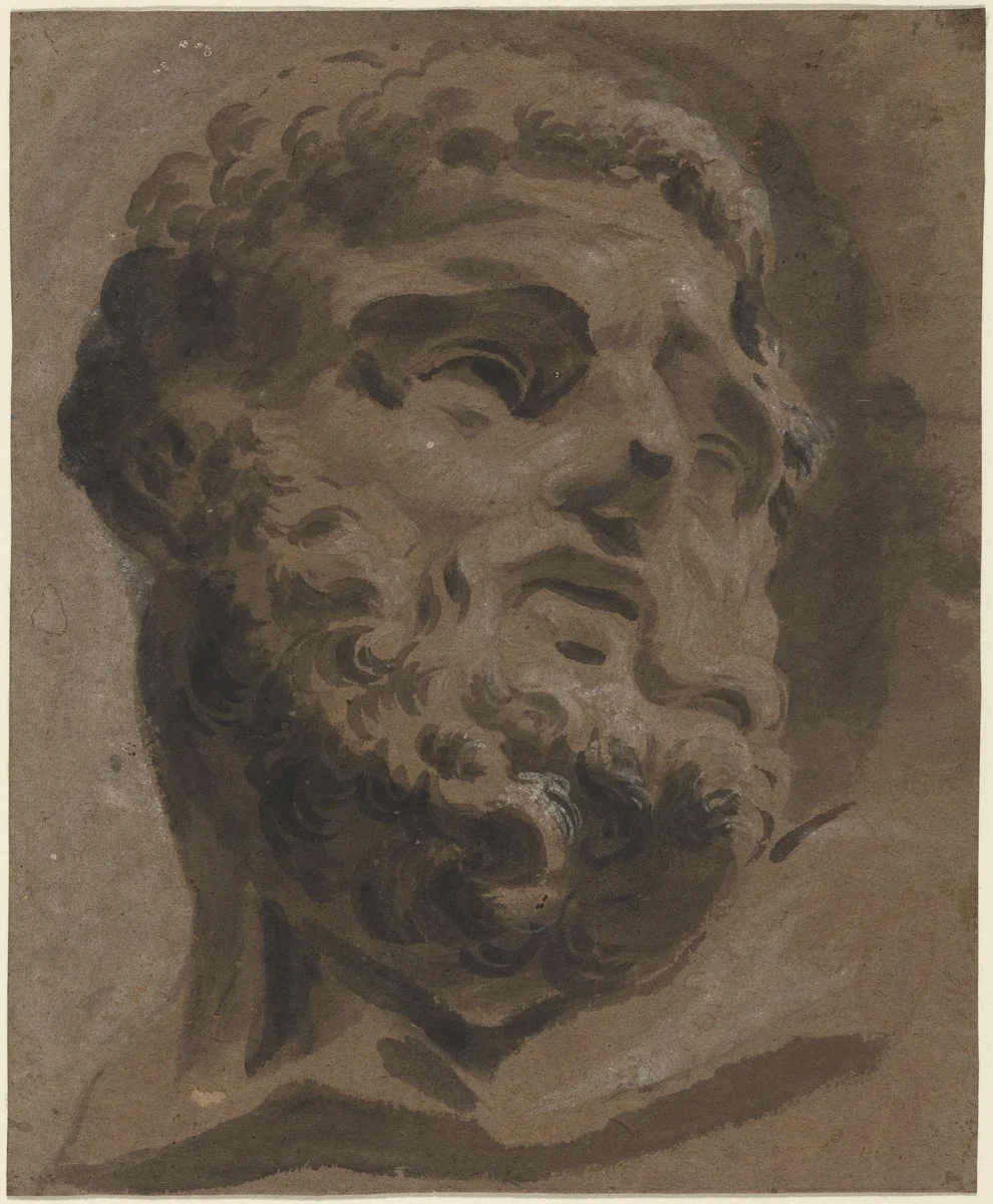 Bearded Head after the Antique by Giovanni Battista Cipriani, drawing, 1727-1785