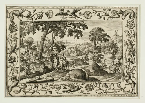 The Flight into Egypt, from Landscapes with Old and New Testament Scenes and Hunting Scenes by Adriaen Collaert, print, 1584