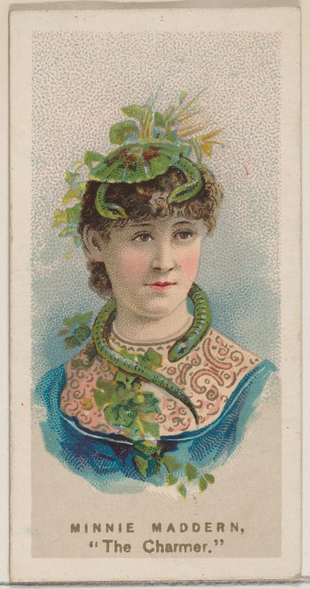 Minnie Maddern as "The Charmer," from the series Fancy Dress Ball Costumes (N73) for Duke brand cigarettes by W. Duke, Sons & Co., print, 1889