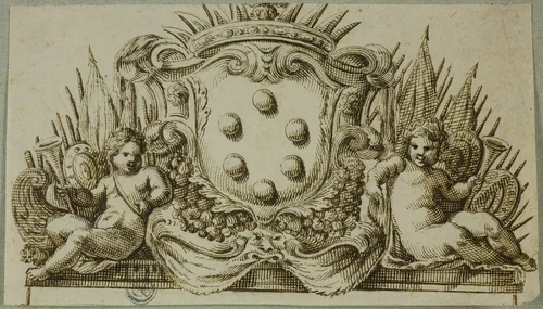 Medici Coat of Arms Flanked by Putti by Unknown Artist, drawing, 1640-1759