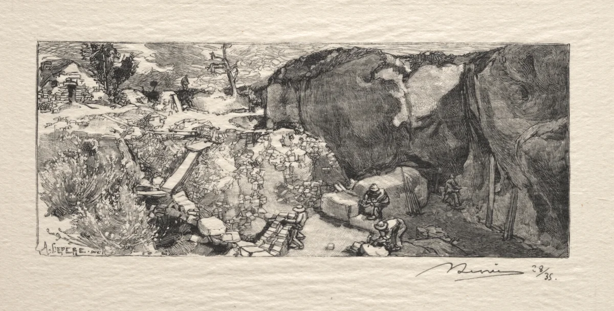 La Carrière de grès by Auguste Louis Lepère, print, 1890