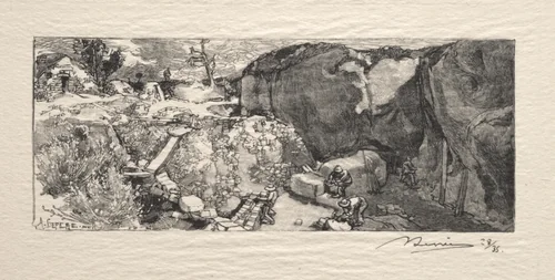 La Carrière de grès by Auguste Louis Lepère, print, 1890