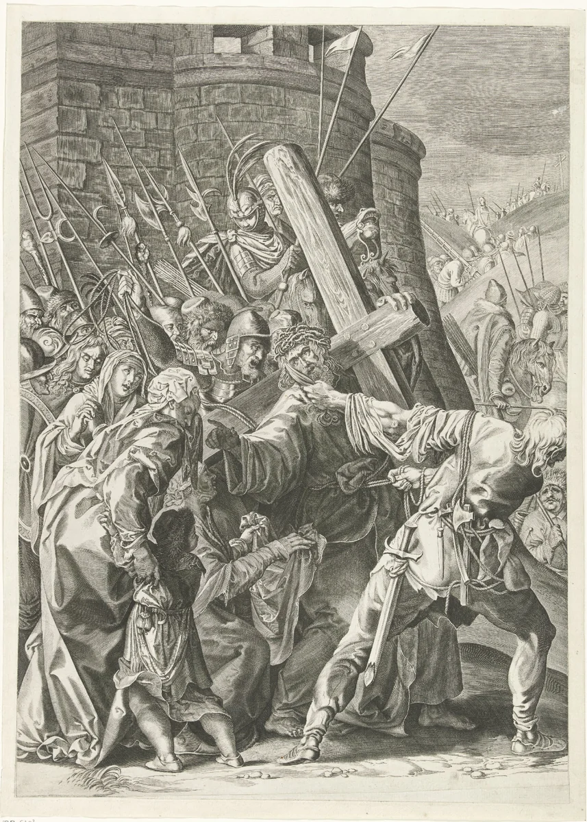 Kruisdraging van Christus by Aegidius Sadeler, print, 1580-1629