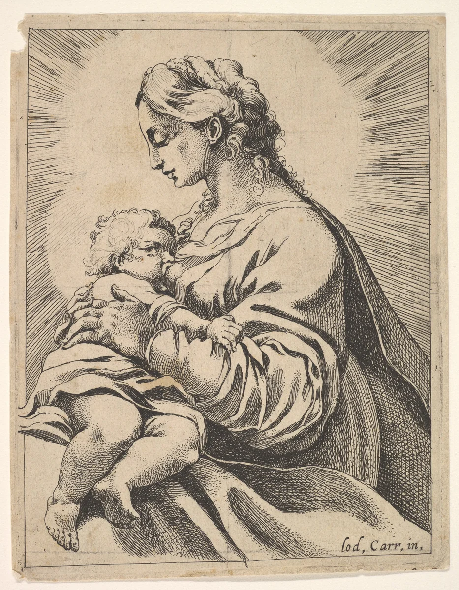 Virgin and Child by Pierre Brebiette, print, 1555-1619