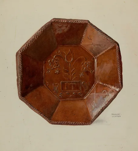 Pa. German Octagonal Dish by Frances Lichten, index of american design, 1936