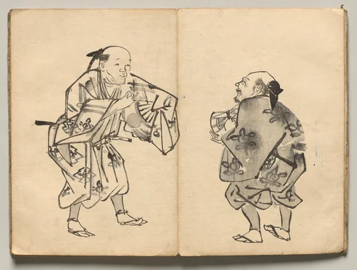 Comedic Duo from Ōkyo Picture Book by Maruyama Ōkyo (円山応挙), book, 1850