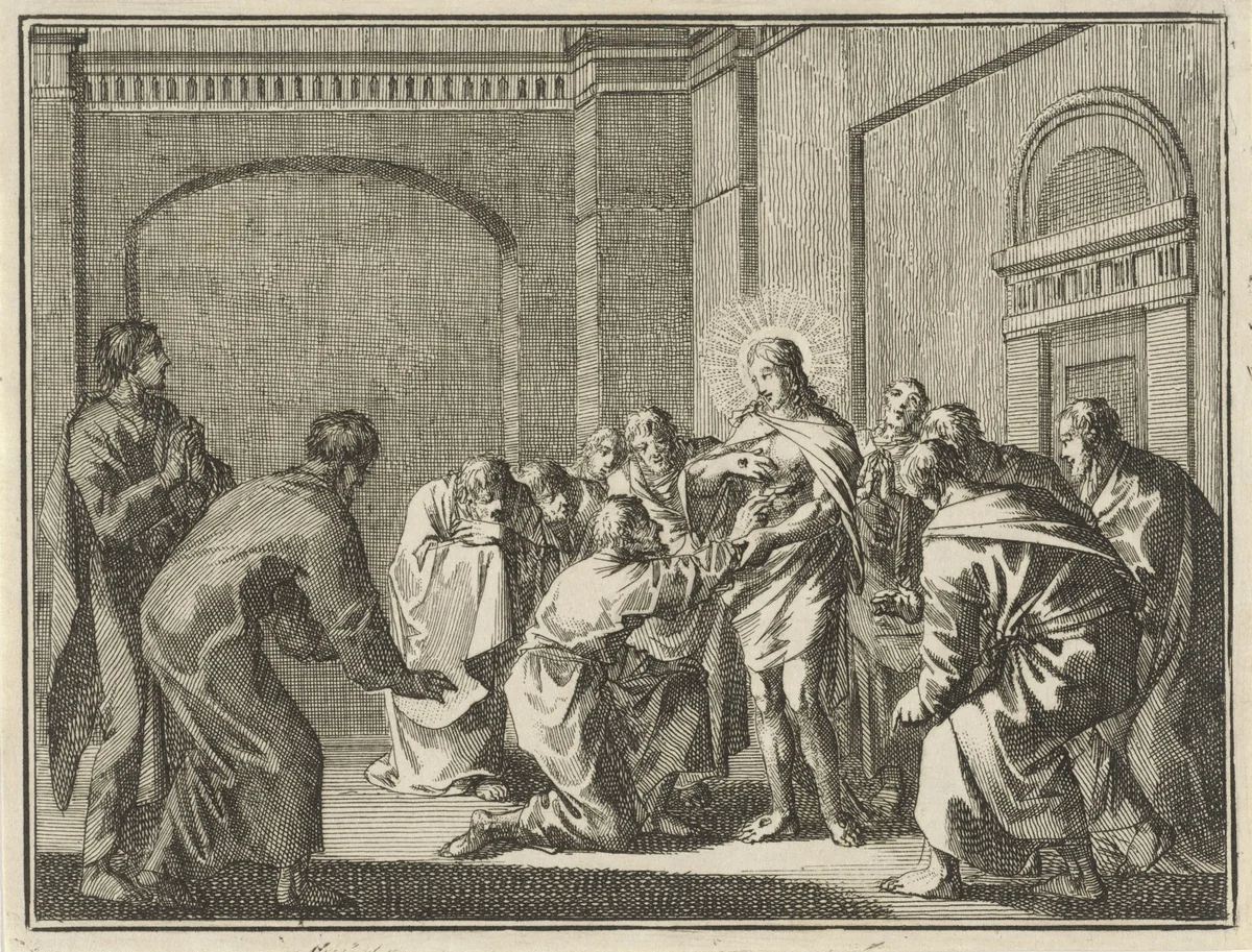 Ongeloof van Tomas by Jan Luyken, print, 1712