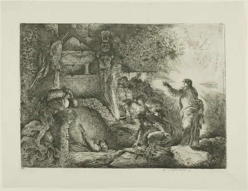 The Raising of Lazarus by Giovanni Benedetto Castiglione, print, 1649