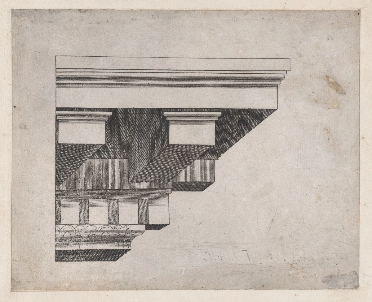 Cornice, from "Speculum Romanae Magnificentiae" by anonymous, print, 1530-1580