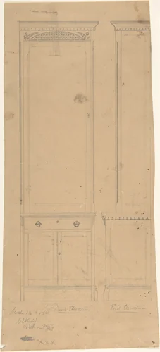 Design for a Cabinet by W. Strong, drawing, 1883
