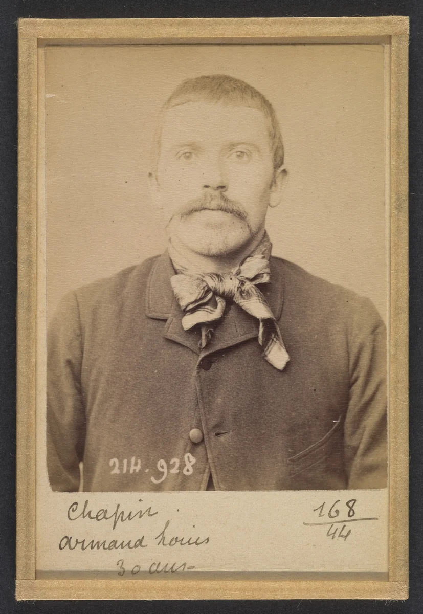 Chapin. Armand, Louis. 30 ans, né à Épeigné (Indre & Loire). Charron. Anarchiste. 1/3/94. by Alphonse Bertillon, photograph, 1894