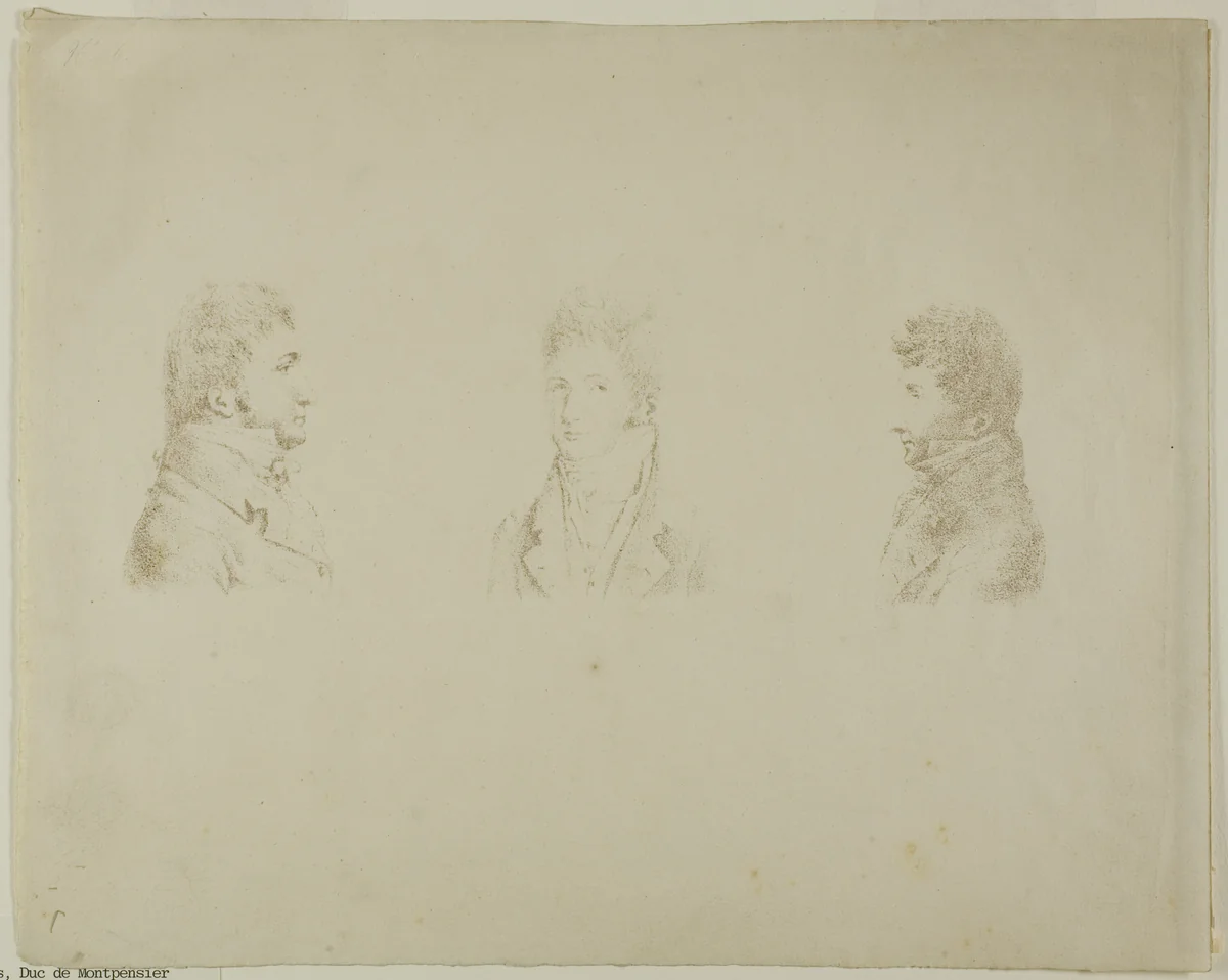 Bust Portraits of Three Brothers by Antoine Philippe d'Orléans, print, 1805