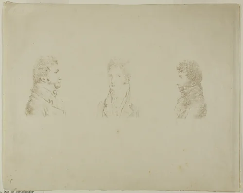 Bust Portraits of Three Brothers by Antoine Philippe d'Orléans, print, 1805