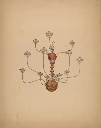 Wood and Tin Chandelier by George Constantine, index of american design, 1937