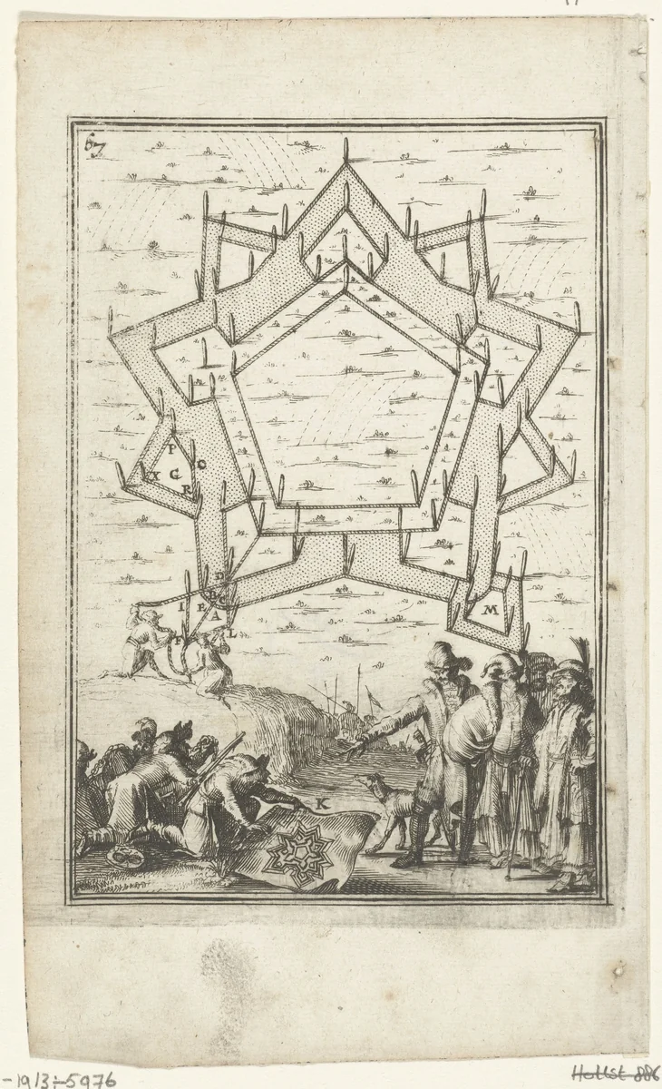Illustratie voor 'Den Arbeid van Mars' van Allain Manesson Mallet by Romeyn de Hooghe, print, 1672