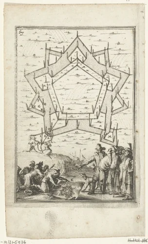 Illustratie voor 'Den Arbeid van Mars' van Allain Manesson Mallet by Romeyn de Hooghe, print, 1672