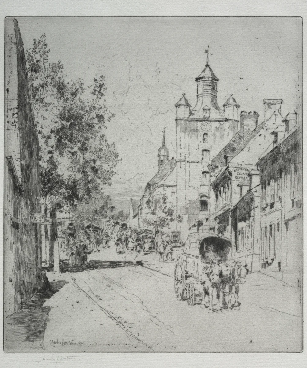 Tour de Marche, St. Riquier by Charles John Watson, print, 1906