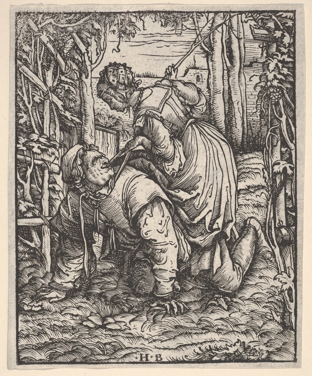 Aristotle and Phyllis by Hans Burgkmair, print, 1498-1531