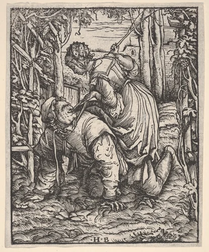 Aristotle and Phyllis by Hans Burgkmair, print, 1498-1531