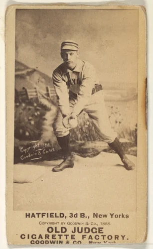 Gil Hatfield, 3rd Base, New York, from the Old Judge series (N172) for Old Judge Cigarettes by Goodwin & Company, photograph, 1888