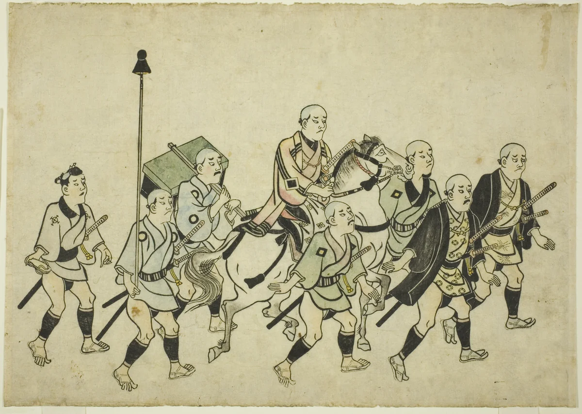 Procession of a Daimyo by Hishikawa Moronobu (菱川師宣), print, 1676-1689