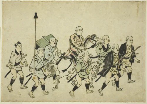 Procession of a Daimyo by Hishikawa Moronobu (菱川師宣), print, 1676-1689