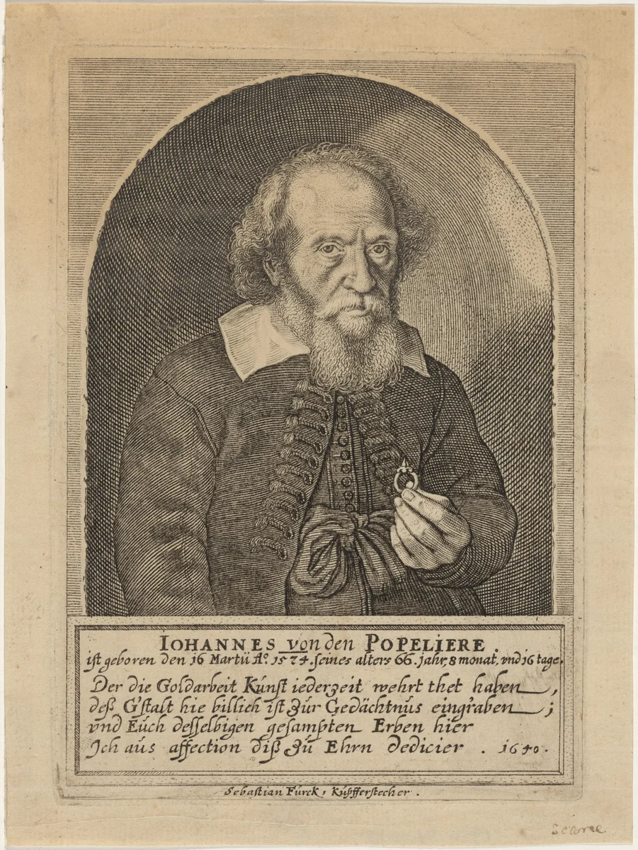 Johannes van den Popeliere by Sebastian Furck, print, 1600-1655