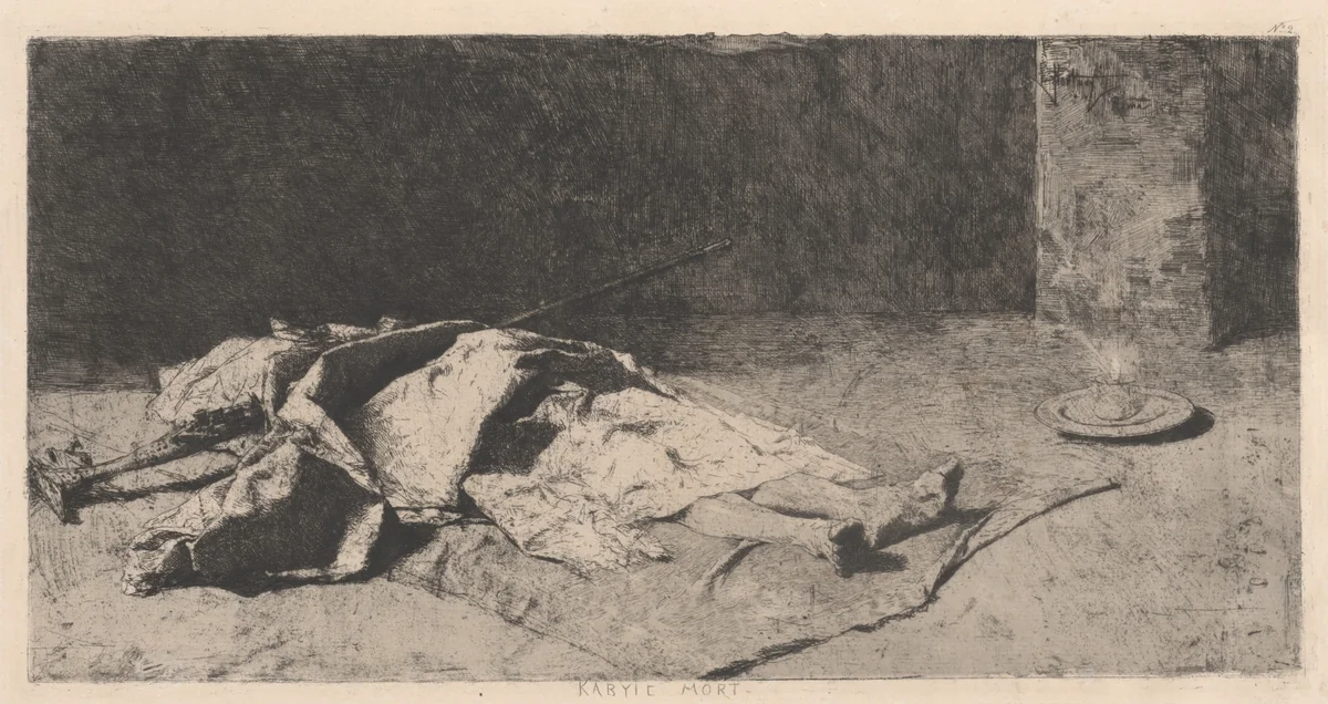 Dead Kabyle (Kabyle mort) by Mariano Fortuny Marsal, print, 1867