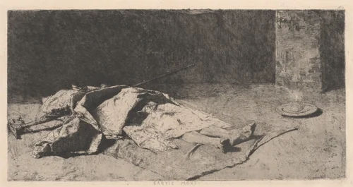 Dead Kabyle (Kabyle mort) by Mariano Fortuny Marsal, print, 1867