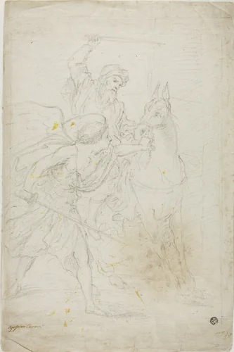 Balaam's Ass by Agostino Carracci, drawing, 1577-1602