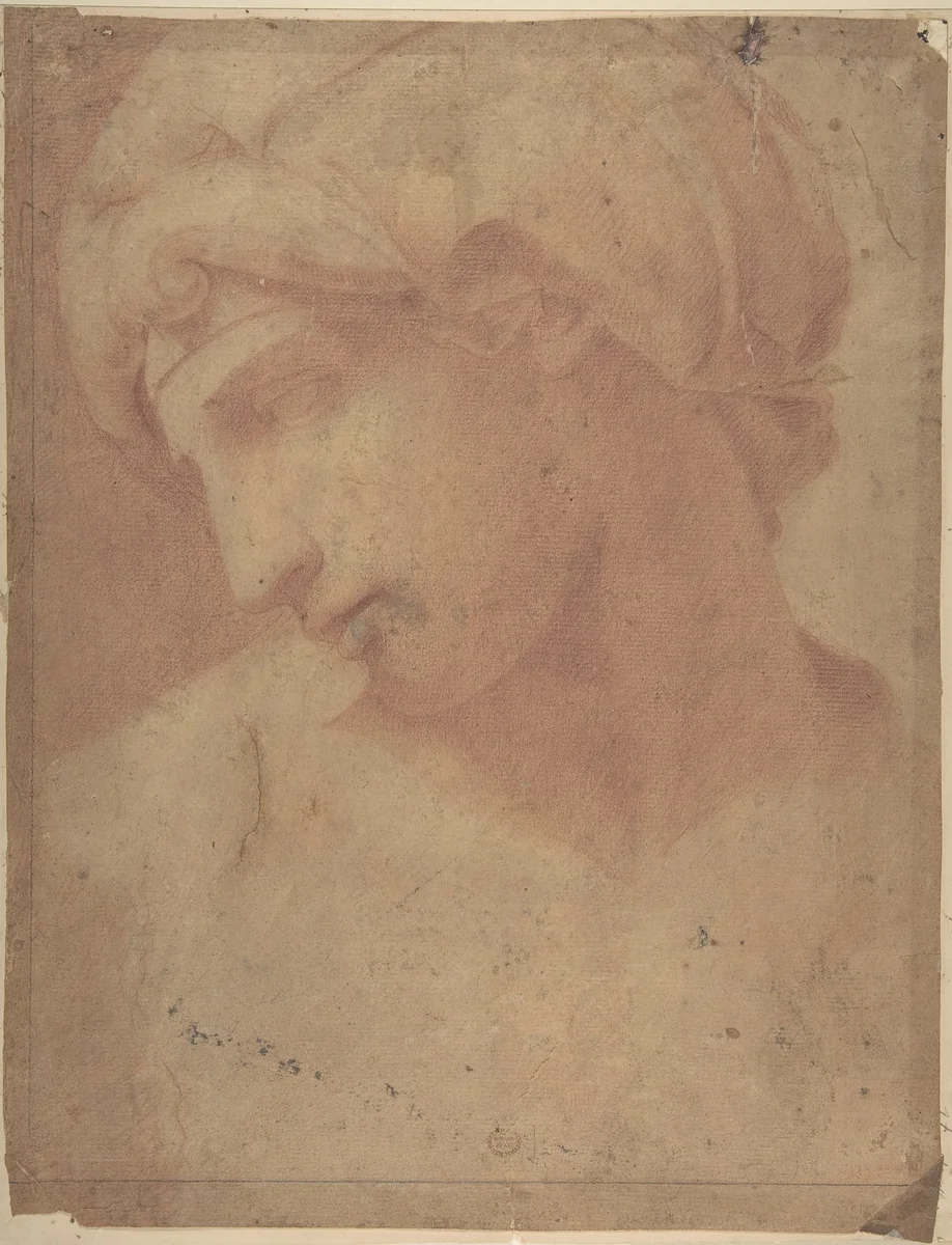 Drawing of the Head of Michelangelo's Dawn (from the Tomb of Lorenzo de' Medici, Church of San Lorenzo, Florence) by anonymous, drawing, 1500-1900