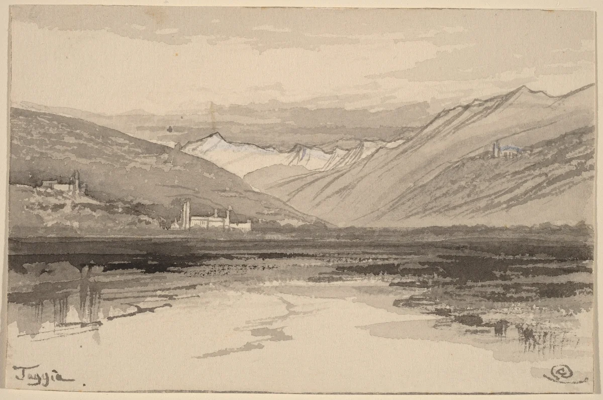 Taggia by Edward Lear, drawing, 1884-1885