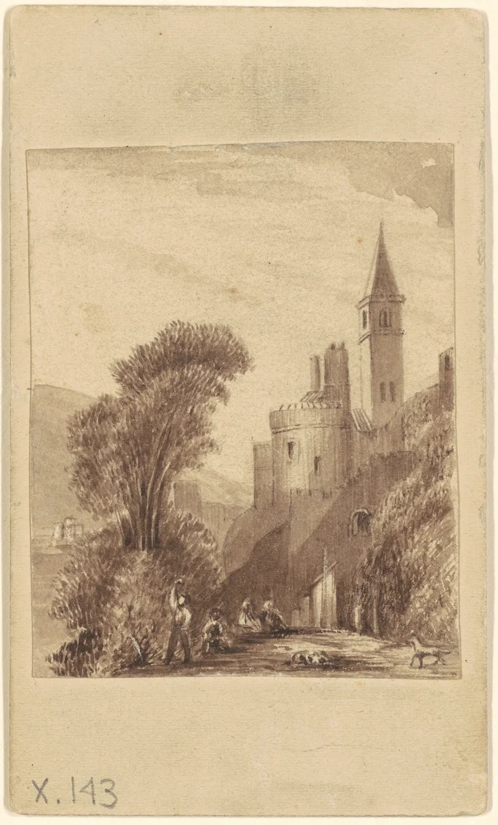 Castle and Figures by Sanford Robinson Gifford, drawing, 1855-1865